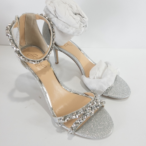 Jewel by Badgley Mischka Caroline Embellished Ankle Strap Evening Sandals -9 - Picture 5 of 6
